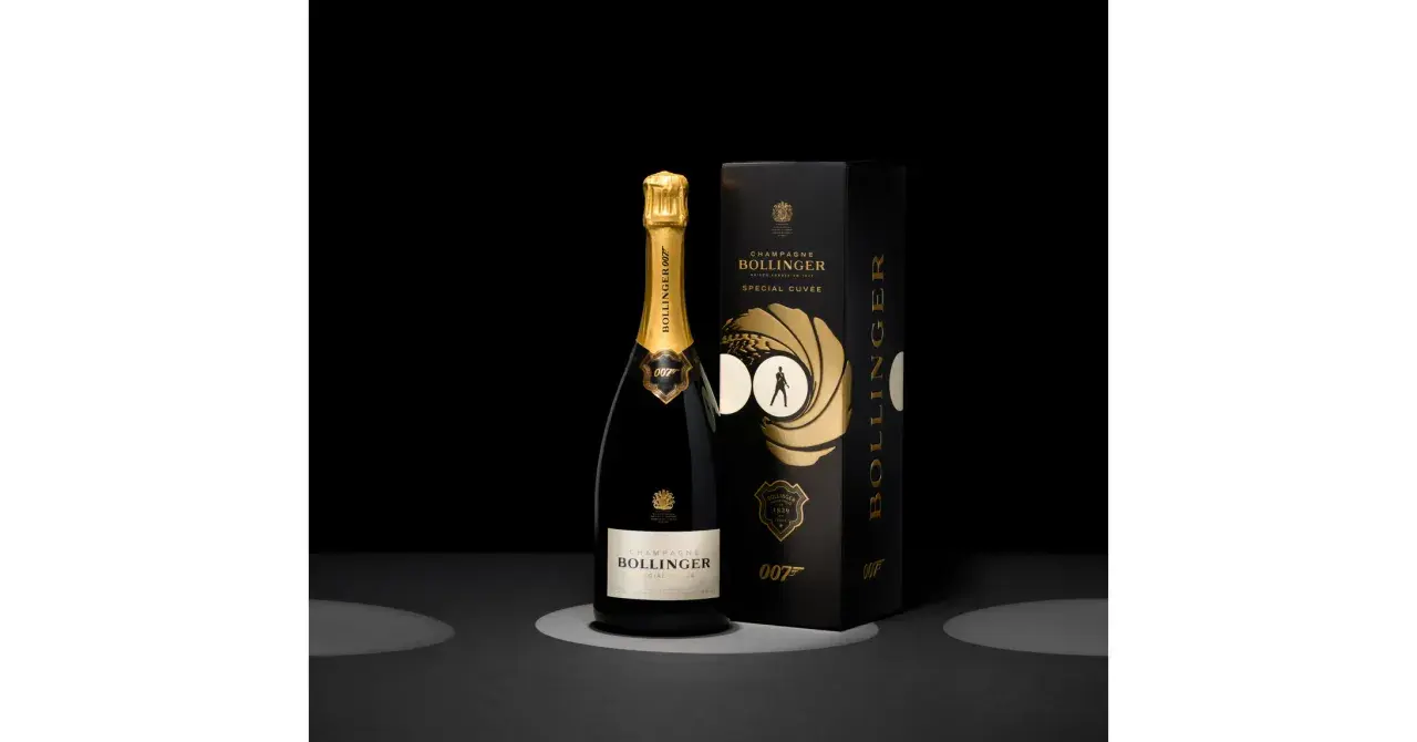 James Bond Champagner: Bollinger Special Cuvée in einer eleganten Geschenkbox mit 007-Logo. Ein Hauch von Luxus für Agenten.