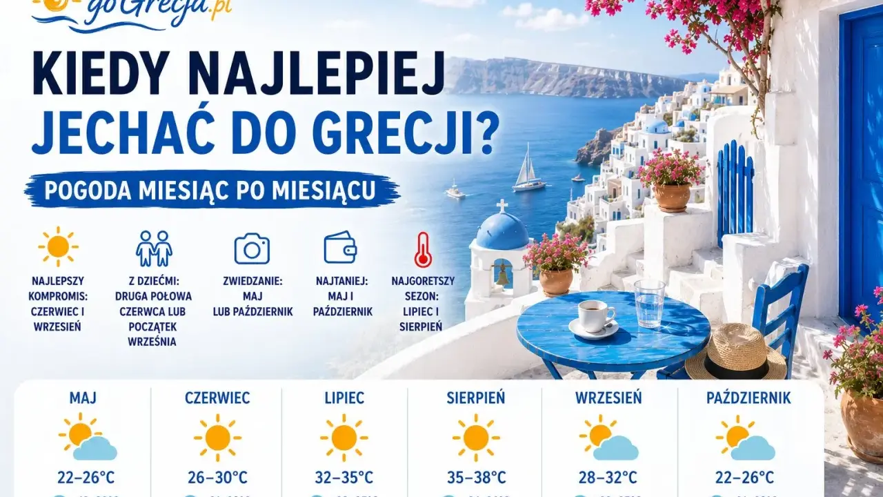 Idealna pogoda w Grecji: maj, czerwiec i wrzesień oferują przyjemne temperatury, idealne na zwiedzanie i wypoczynek.