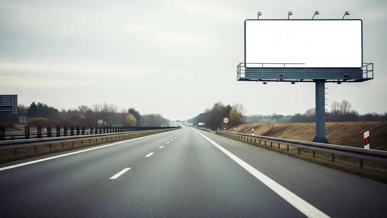 Pusta przestrzeń na billboardzie przy autostradzie zaprasza do kreatywności. Co to jest billboard? To miejsce na Twoją reklamę!