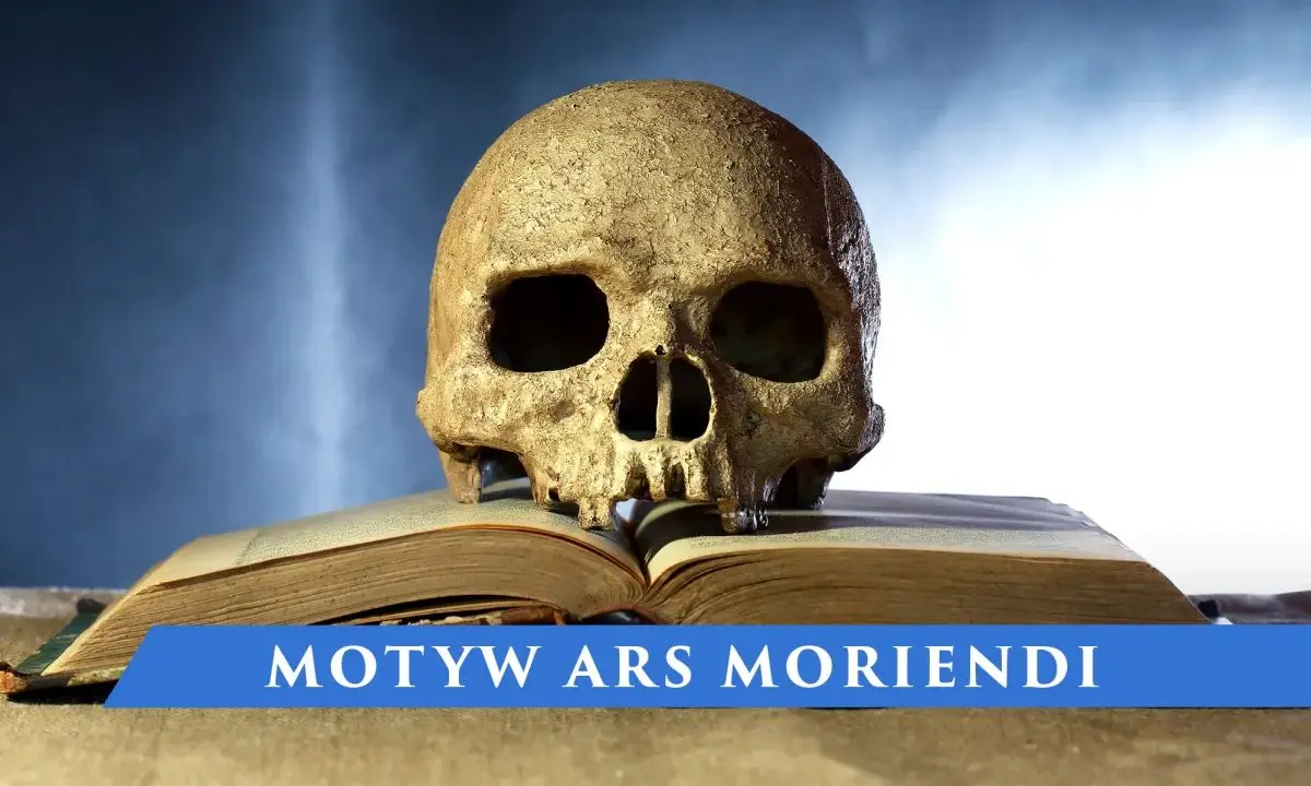 Czaszka na otwartej księdze symbolizuje motyw ars moriendi – sztukę umierania.