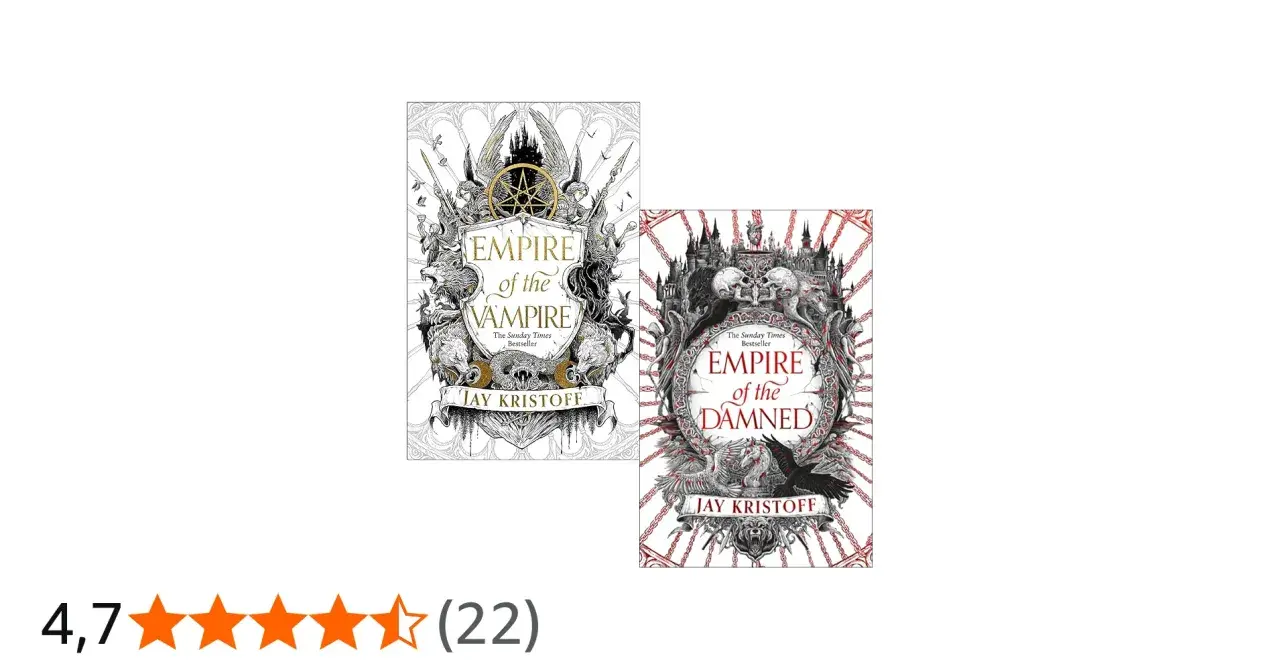 Copertine di "Empire of the Vampire" e "Empire of the Damned" di Jay Kristoff, con illustrazioni gotiche e dettagliate.
