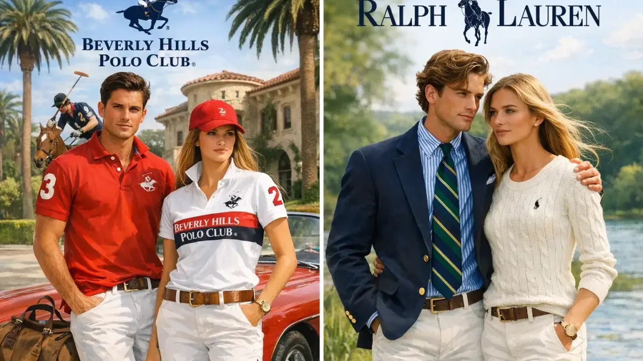 Para obok siebie w strojach Beverly Hills Polo Club i Ralph Lauren, uosabiających styl życia i elegancję.
