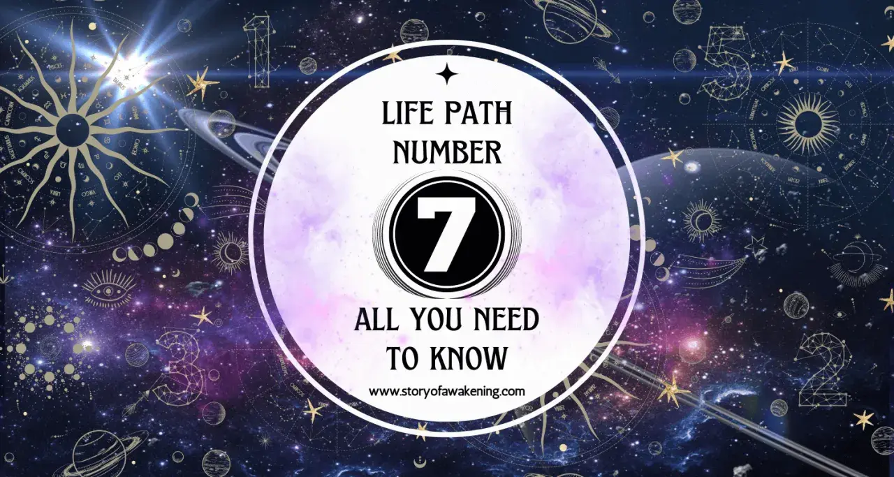 Numerologiczna 7 mężczyzna odkrywa kosmiczne tajemnice. Gwiazdy, planety i zodiak w tle.