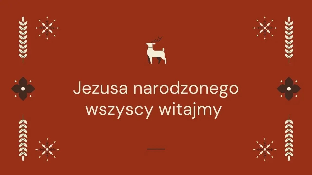 Wesoło Jezusa narodzonego wszyscy witajmy! Stylizowane ozdoby i renifer dodają uroku.