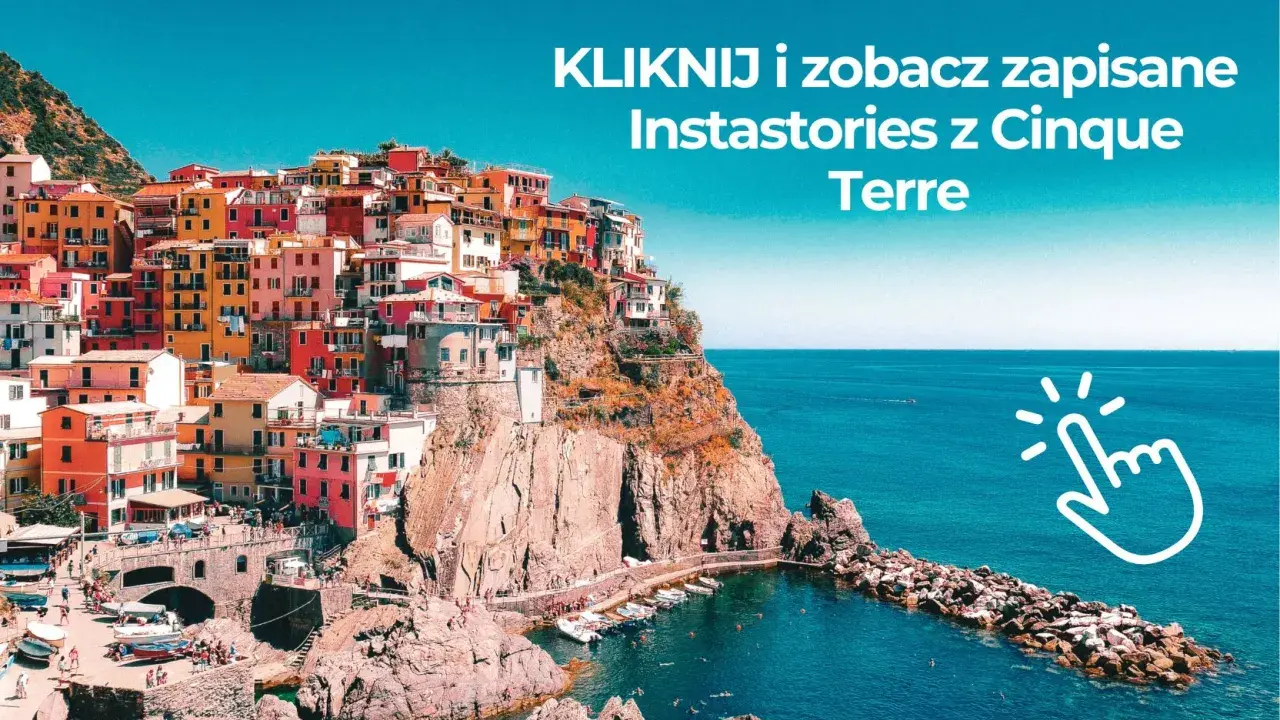 Kolorowe domy Cinque Terre, w tym La Spezia, wznoszą się na klifie nad turkusowym morzem. Kliknij, by zobaczyć Instastories!