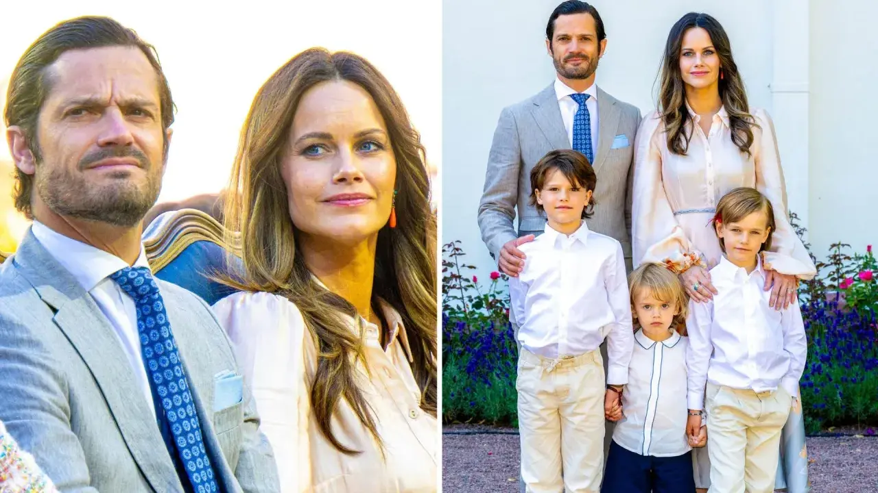 Prins Carl Philip och Sofia med sina tre söner. Ja, prinsen har barn!