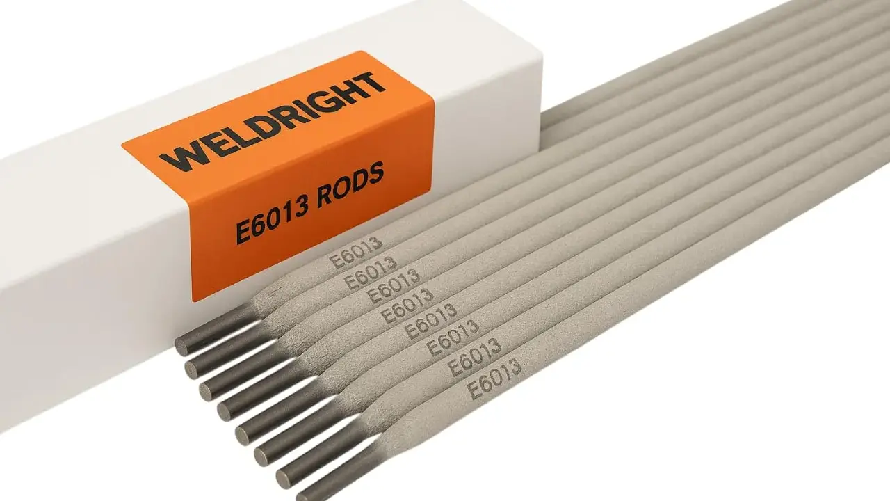 Electrodos E6013 para soldar metales en diversas posiciones. Caja de la marca WELDRIIGHT.