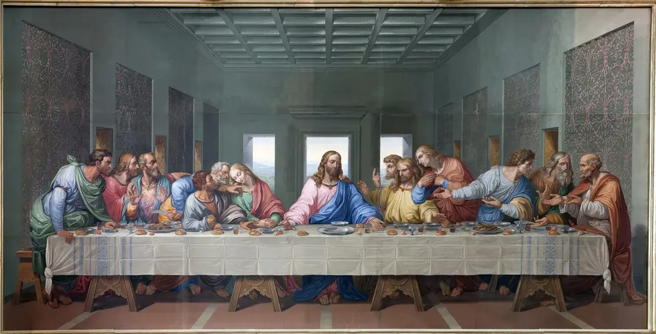 La Cène, chef-d'œuvre de Vinci, dépeint Jésus et ses apôtres lors d'un repas chargé d'émotion.