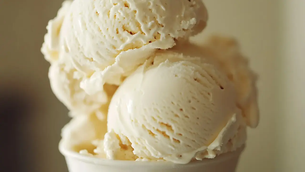 Cremiges Vanilleeis in einer Schale, perfekt für ein einfaches nicecream rezept.