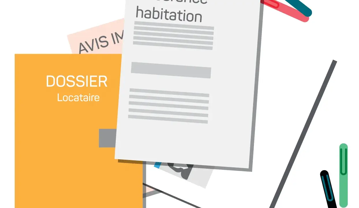 Dossier locataire et document d'assurance habitation, prêts à gérer un sinistre.