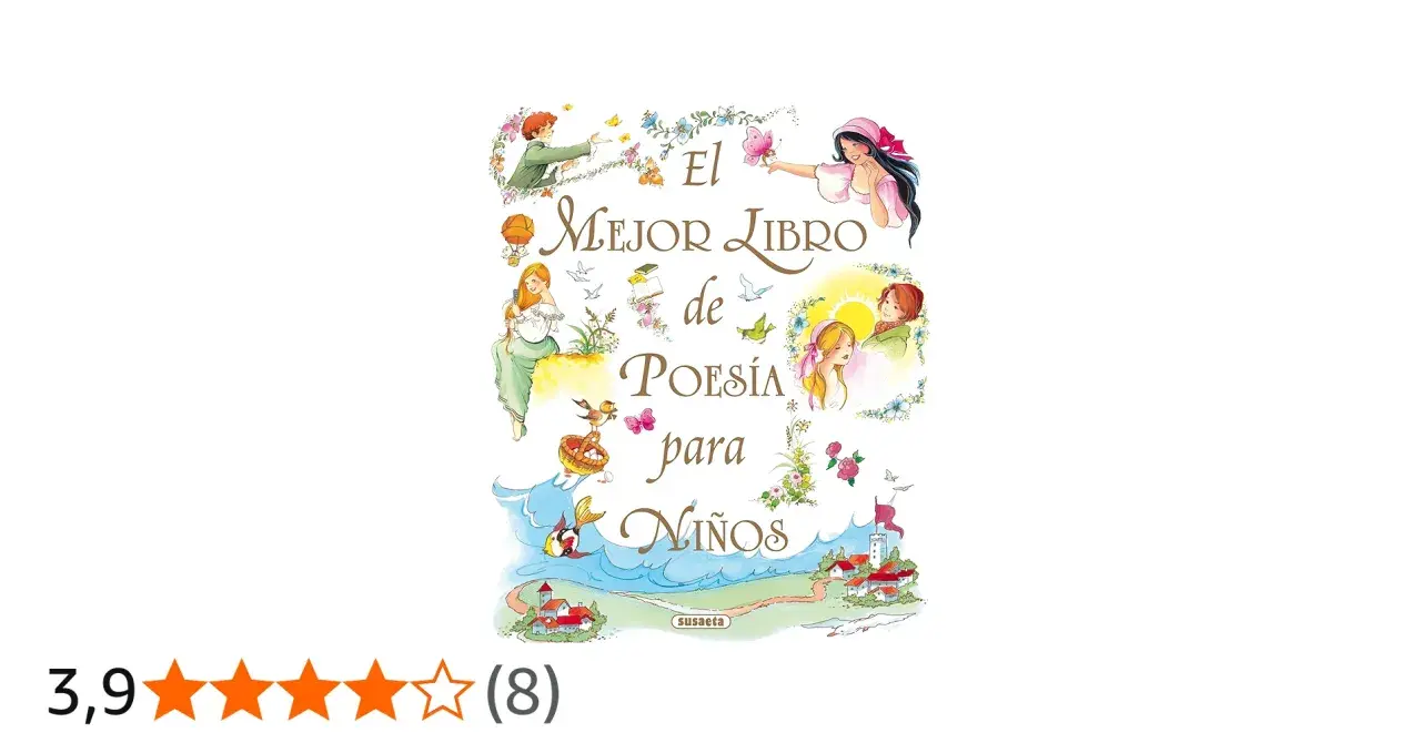 Ilustración de "El Mejor Libro de Poesía para Niños", con escenas de fantasía y naturaleza, ideal para poemas para niños de 7 a 8 años.