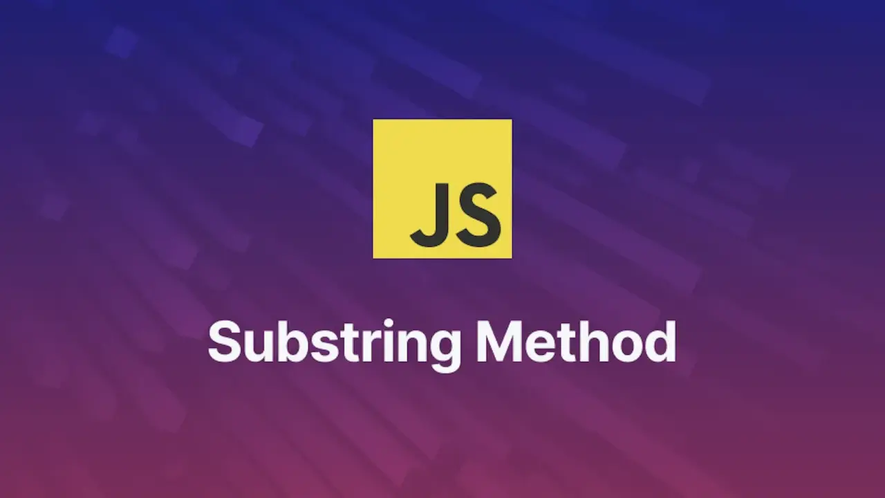 Logo JS i tekst "Substring Method". Pozwala na wycinanie fragmentów tekstu w JavaScript.