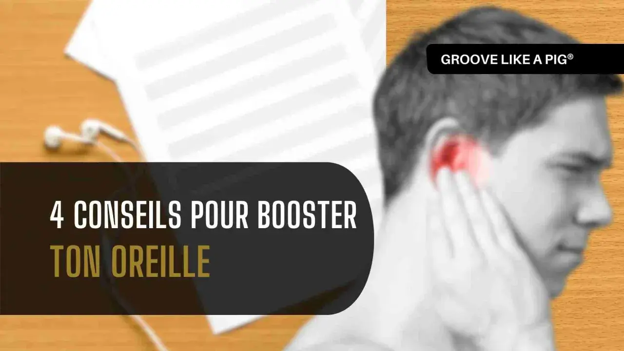 4 conseils pour booster ton oreille : écouteurs et partition de musique suggèrent une amélioration de l'audition musicale.