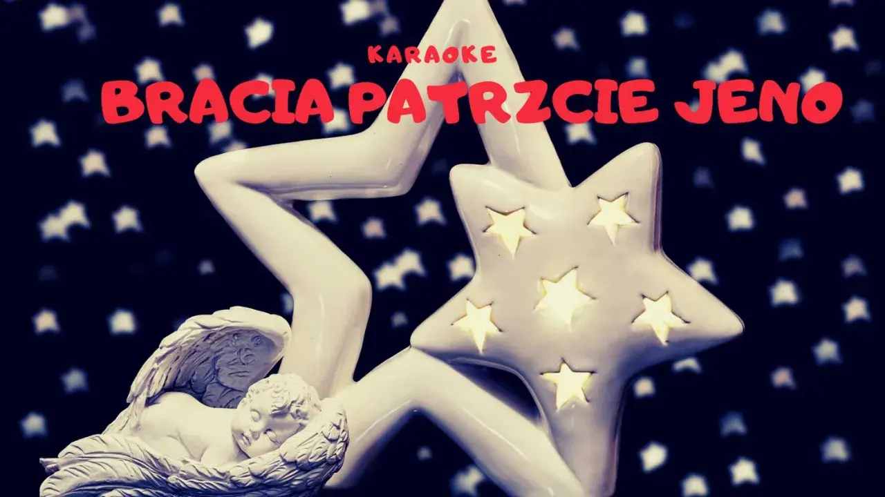 Aniołek śpi na gwiazdach, a nad nim napis KARAOKE. Patrzcie bracia jeno, jak pięknie świecą gwiazdy!