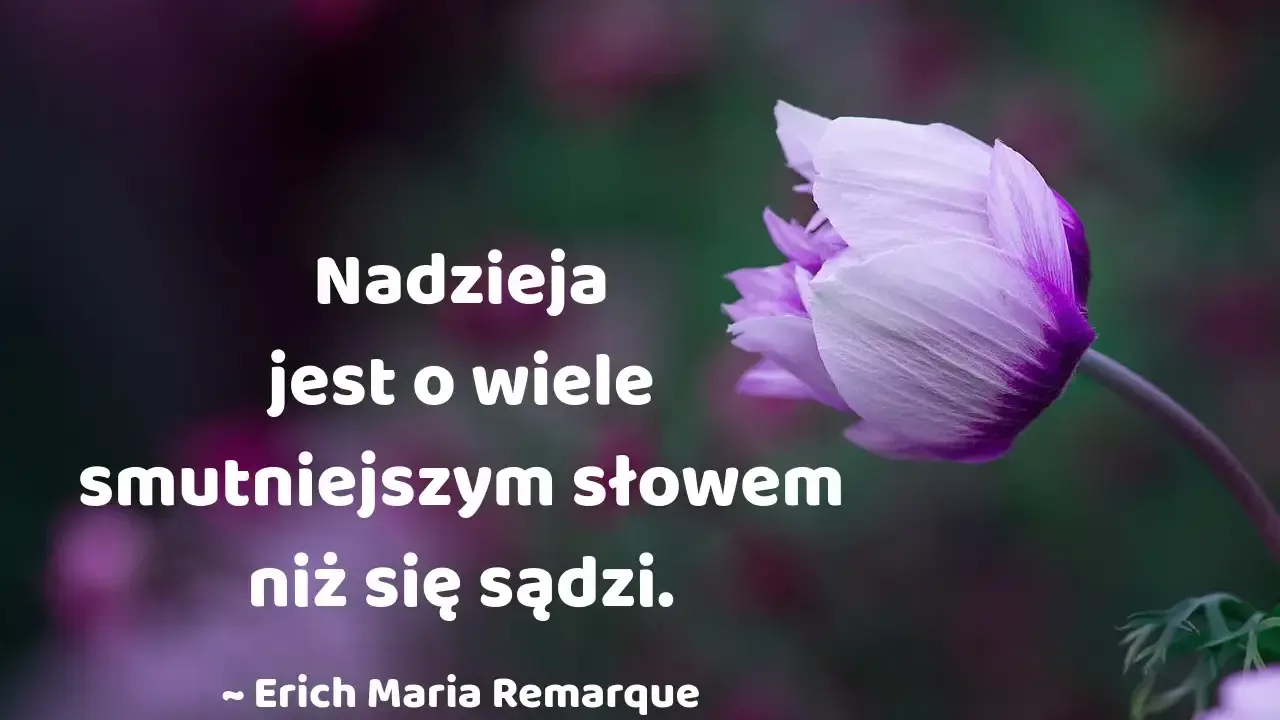 Delikatny kwiat budzi się do życia, jak nadzieja w wiosennych cytatach. "Nadzieja jest o wiele smutniejszym słowem niż się sądzi." - Erich Maria Remarque.
