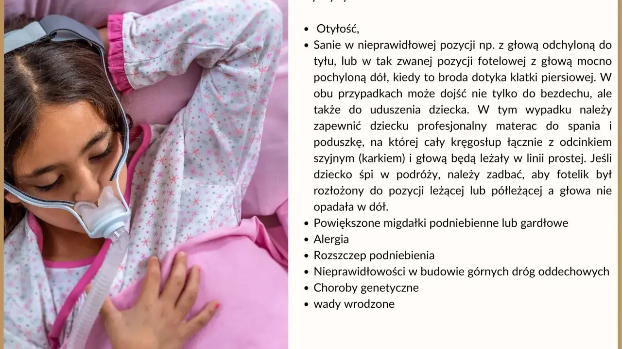 Dziecko ze snu z maską CPAP, która pomaga w leczeniu bezdechu sennego u dzieci.