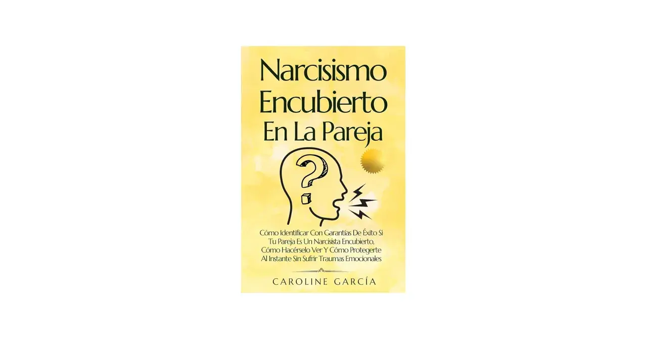 Portada de libro "Narcisismo Encubierto En La Pareja". Ilustra una cabeza con un signo de interrogación y rayos saliendo de la boca.