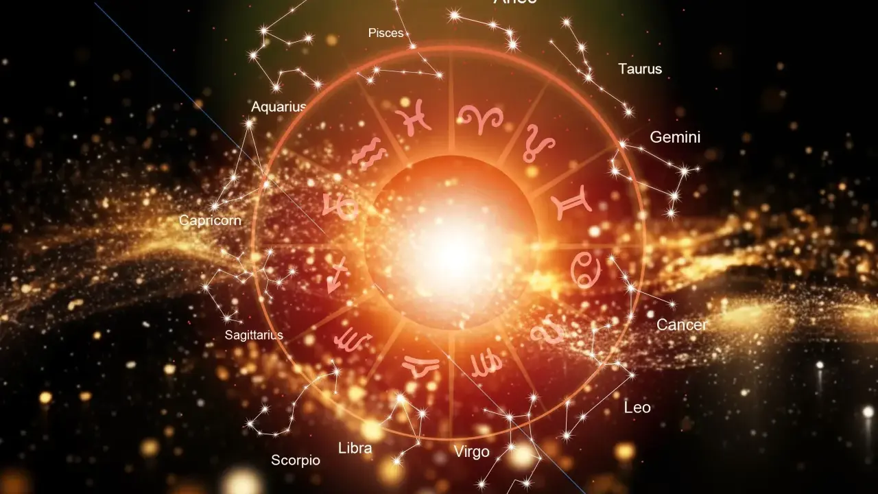 Zodiakalny krąg z konstelacjami, gdzie Mars w Skorpionie symbolizuje siłę i transformację.