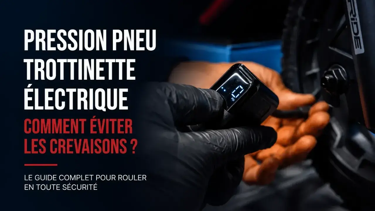 Maintenir la pression pneu trottinette 11 pouces est essentiel pour éviter les crevaisons. Un manomètre numérique vérifie la pression.
