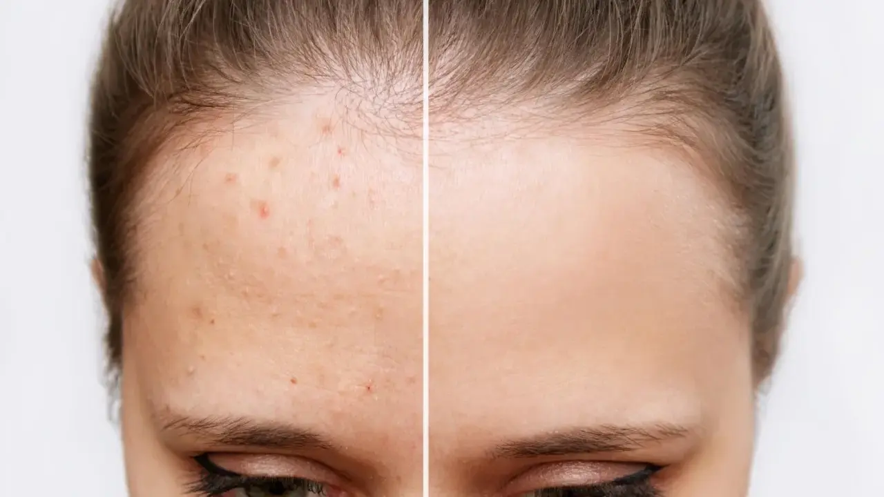 Avant/après : peau acnéique transformée en peau nette. Découvrez par quoi remplacer l'acide salicylique pour une peau parfaite.
