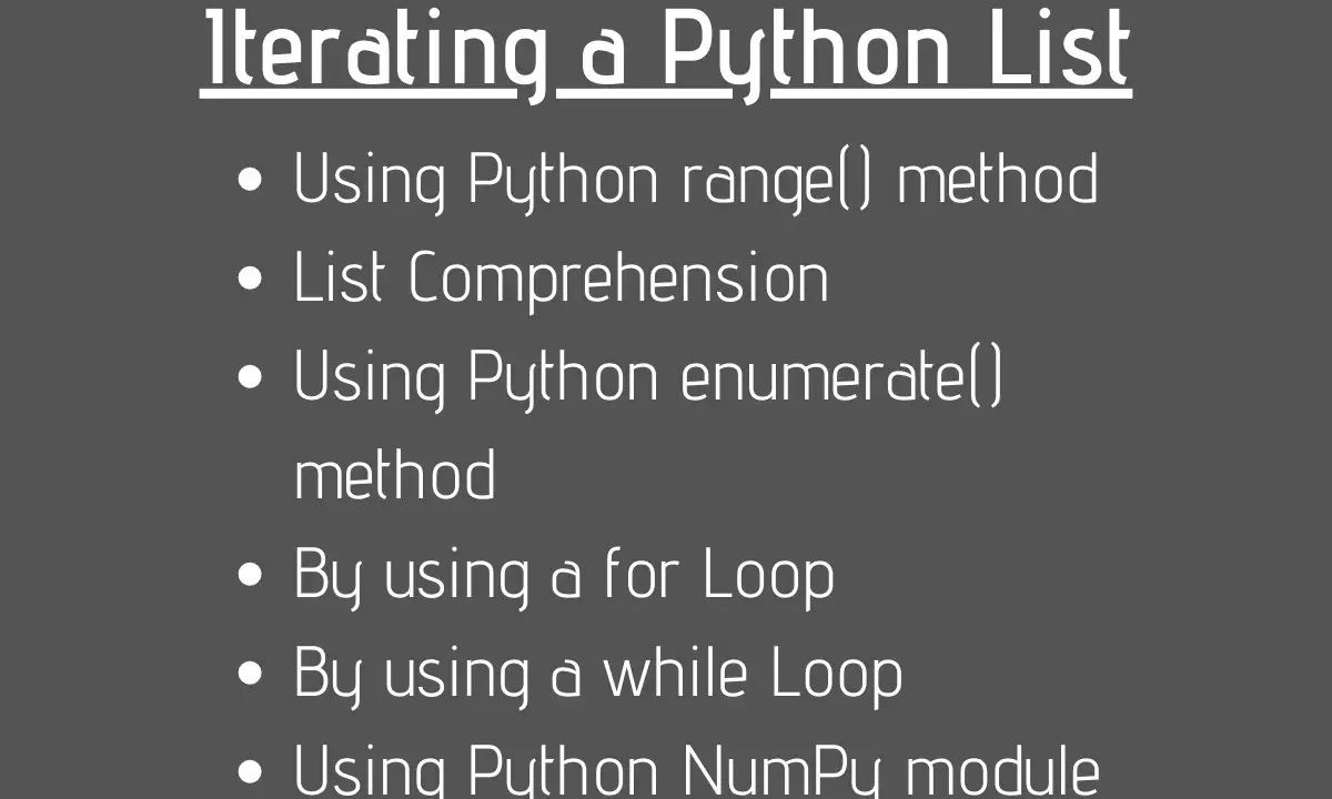 Różne metody iterowania po liście w Pythonie: range(), List Comprehension, enumerate(), pętle for/while, moduł NumPy.