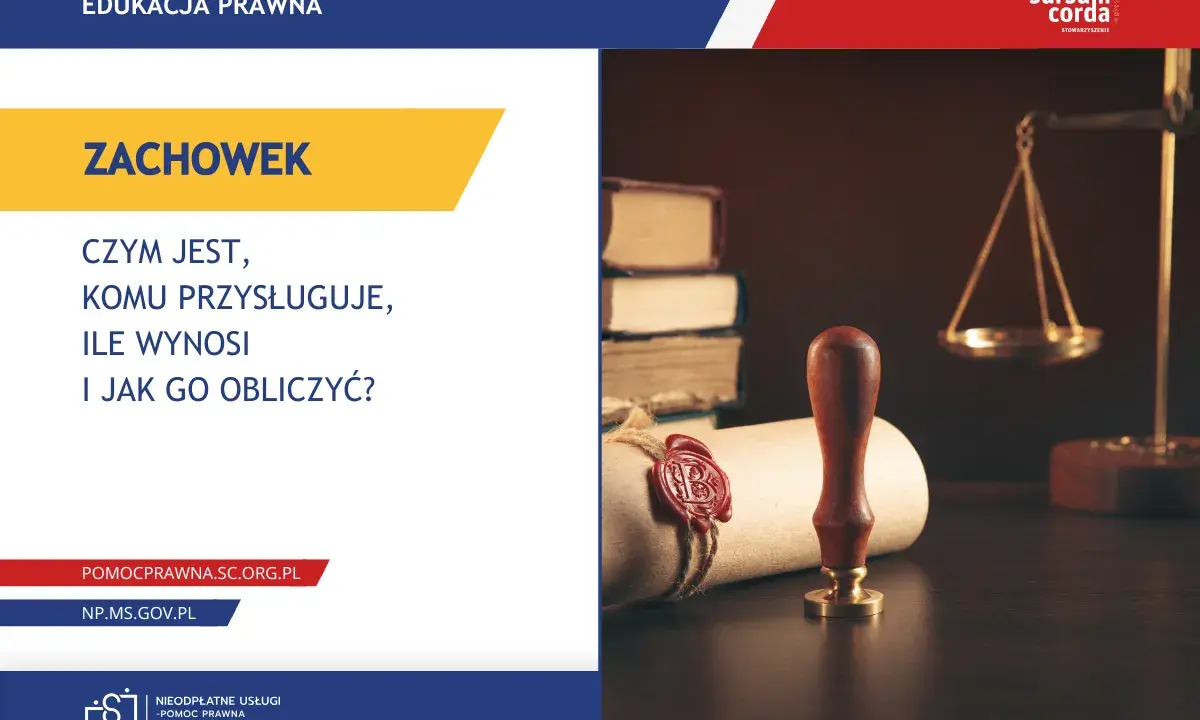 Edukacja prawna o zachowku po rodzicach. Co to jest, komu przysługuje, ile wynosi i jak go obliczyć? Waga, pieczęć i księgi symbolizują prawo.