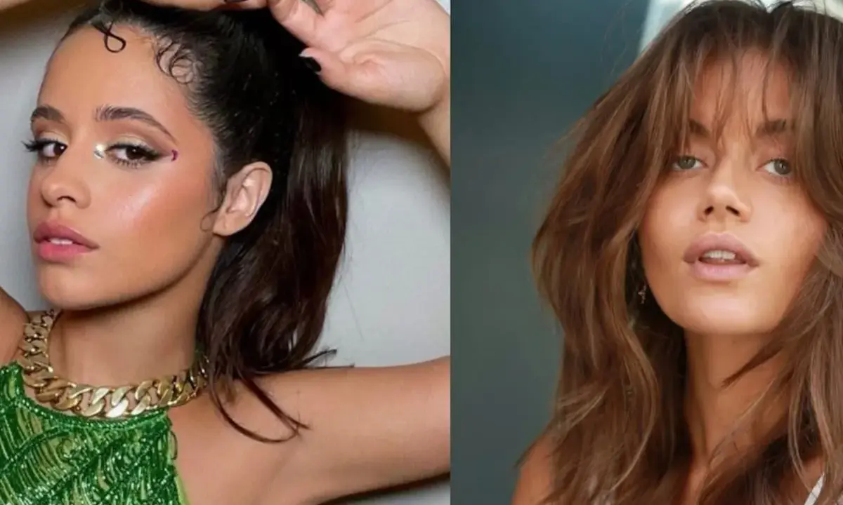 Dos mujeres, una con pelo canela recogido y maquillaje brillante, la otra con pelo canela suelto y flequillo.