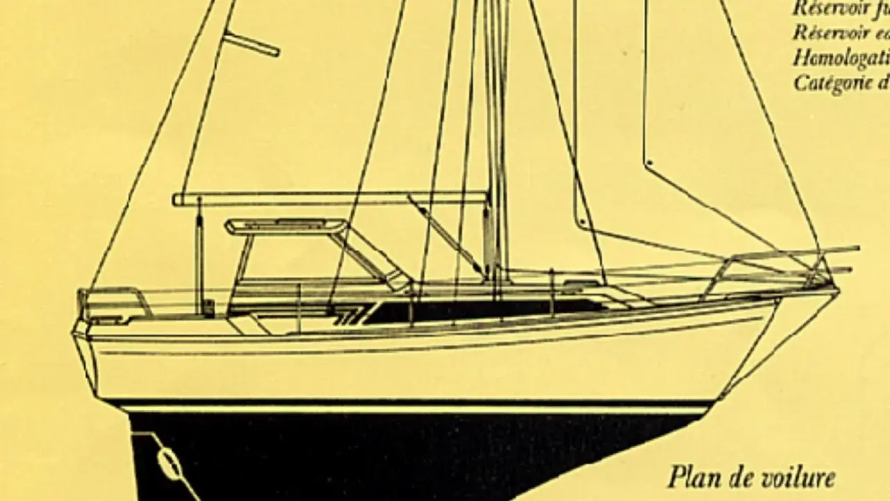 Plan de voilure du voilier Evasion 25, fiche technique détaillée.