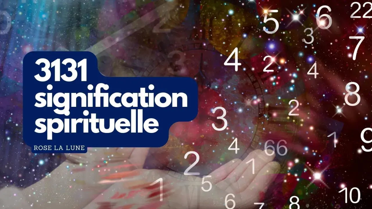 La **3131 signification** spirituelle révélée par des chiffres flottant dans un ciel étoilé.