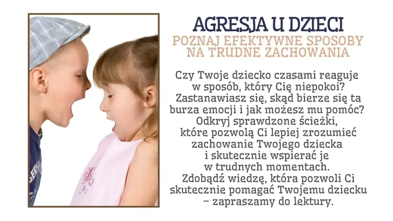 Dwoje dzieci z otwartymi ustami, wyrażające emocje. Tekst o agresji u dzieci i radzeniu sobie z trudnymi zachowaniami.
