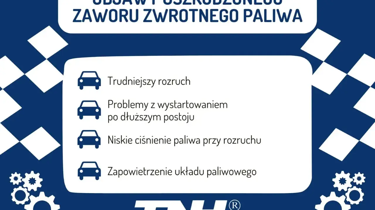 Objawy uszkodzonego zaworu zwrotnego paliwa: trudniejszy rozruch, problemy z wystartowaniem po postoju, niskie ciśnienie paliwa, zapowietrzenie układu.