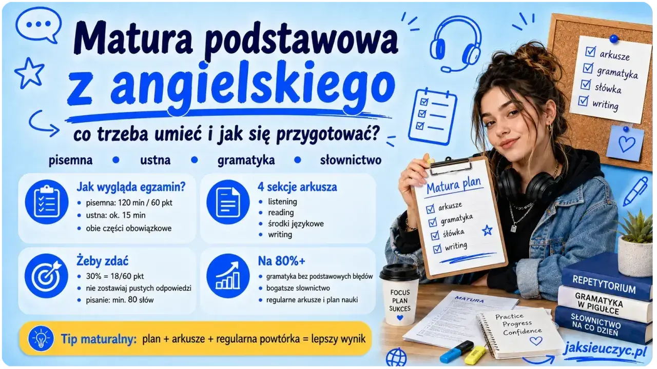 Matura z angielskiego: plan nauki, arkusze, gramatyka, słownictwo. Klucz do sukcesu to regularna powtórka i transformacja wiedzy na poziomie C1.