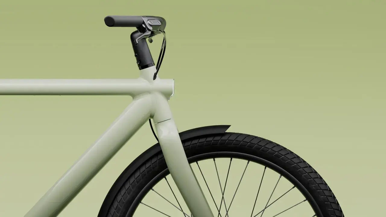 Ein stilvolles, hellgrünes Fahrrad mit schwarzem Lenker und Reifen. Ein trauriges Symbol für einen Fahrradhersteller insolvent.