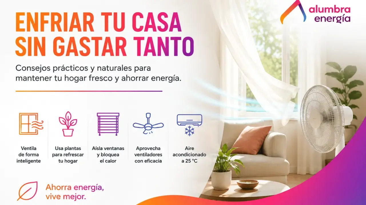 Consejos para enfriar tu casa sin gastar tanto: ventila, usa plantas, aísla ventanas, aprovecha ventiladores y usa aire acondicionado a 25°C.