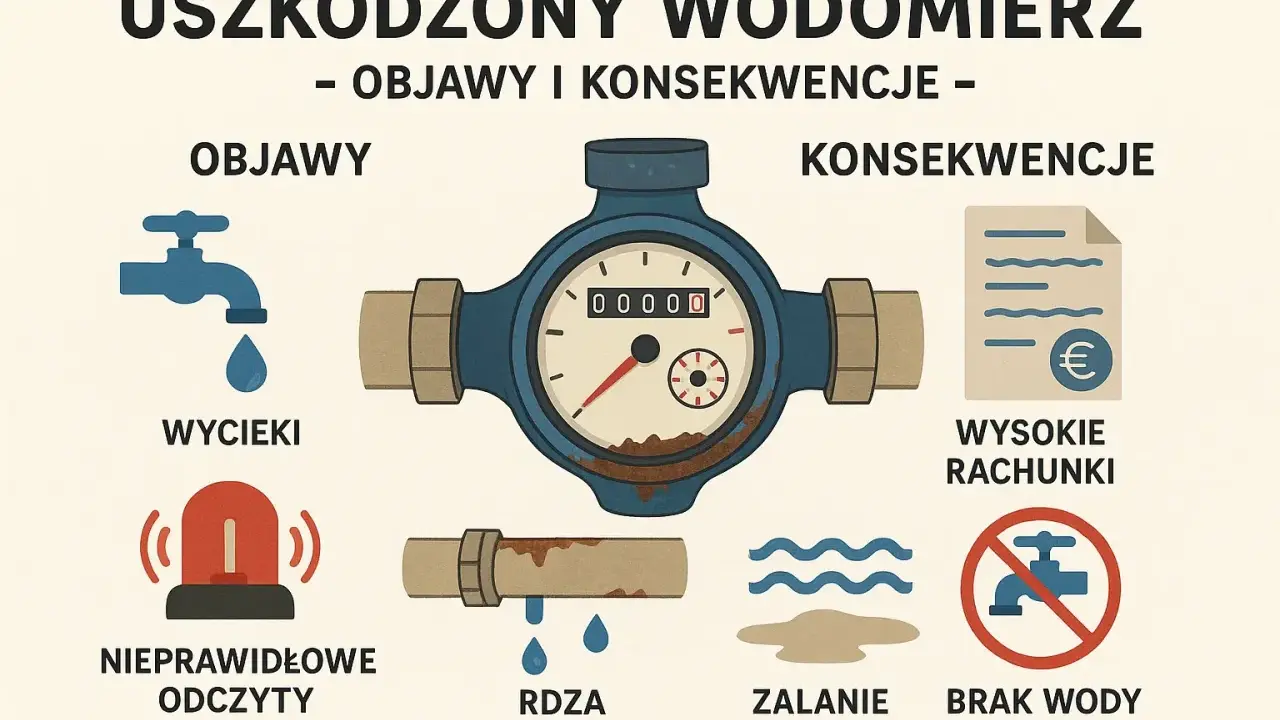 Zepsuty licznik wody to objawy jak wycieki, rdza, nieprawidłowe odczyty, a konsekwencje to wysokie rachunki, zalanie i brak wody.