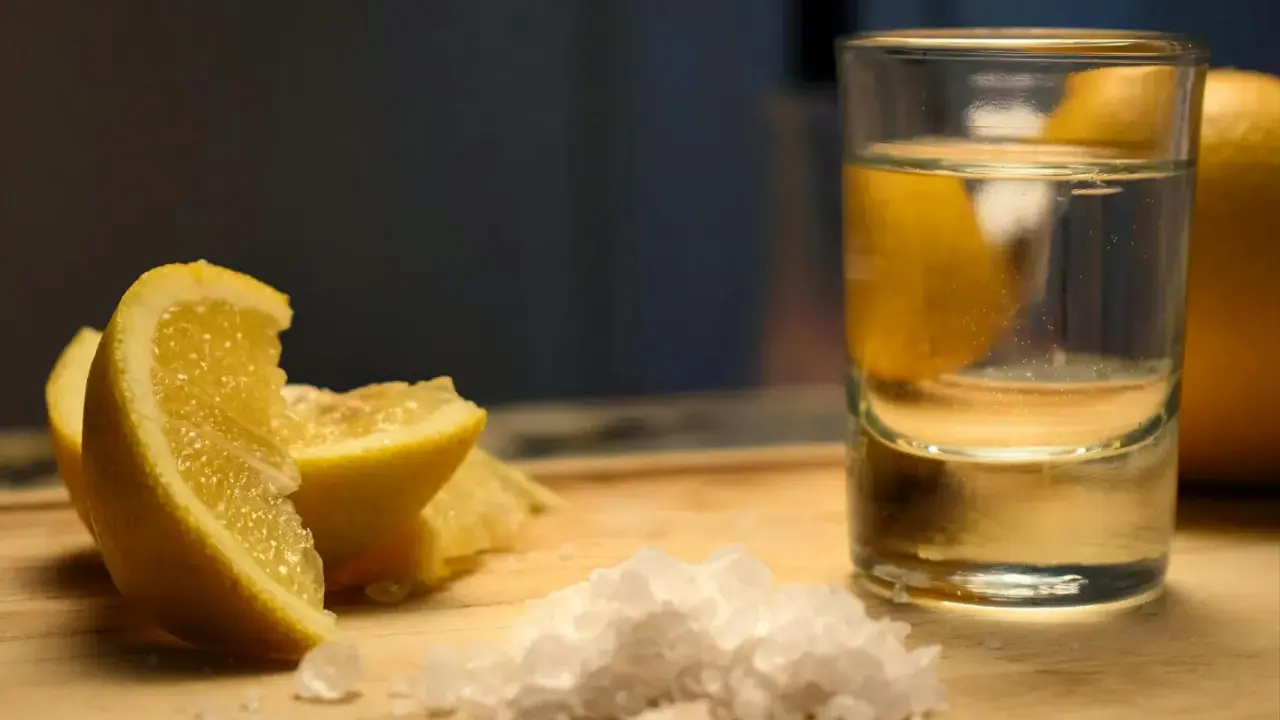 Orzeźwiający limoncello spritz z cytryną i solą na drewnianej desce. Idealny na letnie popołudnie.