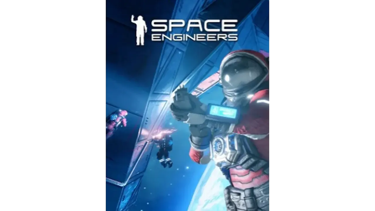 Astronauci w skafandrach budują stację kosmiczną w grze Space Engineers.