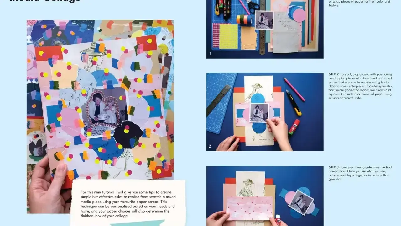 Kolorowa **collage co to** za technika? Instrukcja krok po kroku, jak stworzyć własną kompozycję z papieru, zdjęć i ozdób.