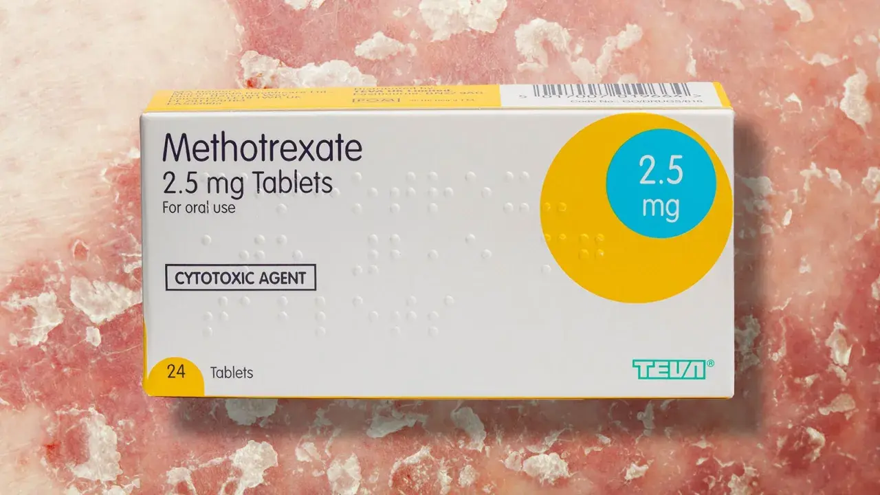 Opakowanie tabletek Methotrexate 2.5 mg, które mogą pomóc w leczeniu chorób skóry.