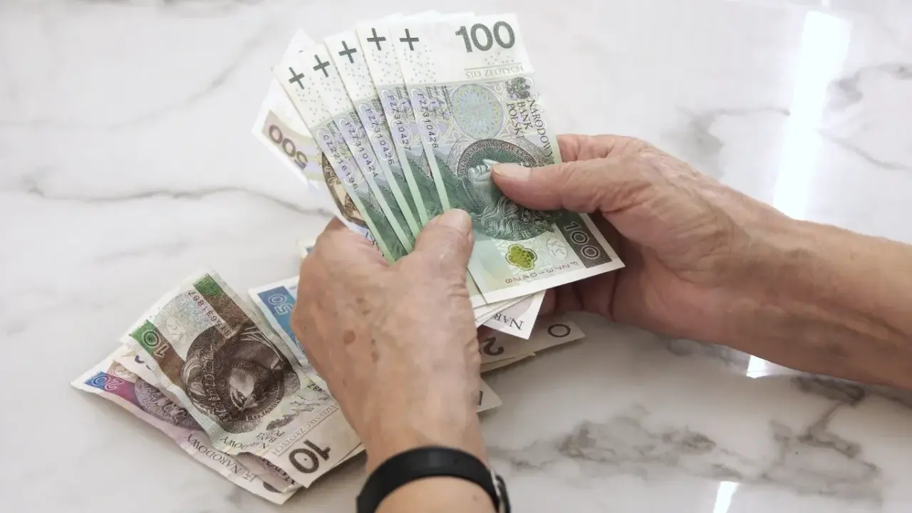 Dłonie liczą banknoty 100 zł. Zastanawiasz się, jaka emerytura z KRUS po 10 latach?