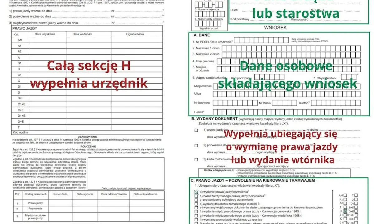 Zgubiłem numer PKK, potrzebuję wyrobić wtórnik prawa jazdy. Wniosek o wydanie dokumentu wypełnia się samemu.