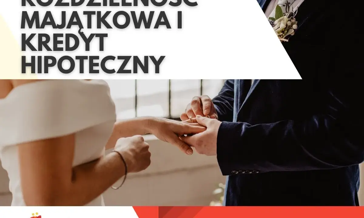 Rozdzielność majątkowa a kredyt hipoteczny. Para młoda wymienia obrączki, symbolizując wspólne plany i zobowiązania finansowe.