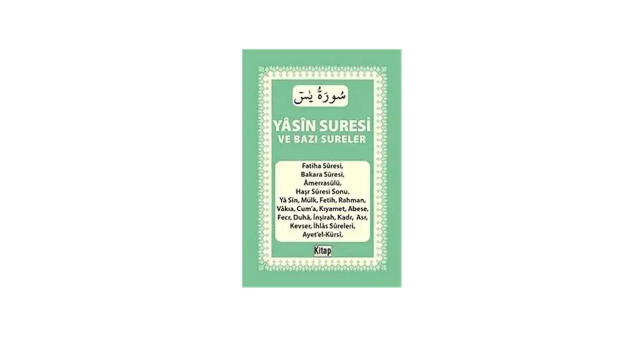 Ein Buch mit dem Titel "Yasin Suresi ve Bazi Sureler" auf Türkisch, das die Sure Yasin und andere Suren enthält.