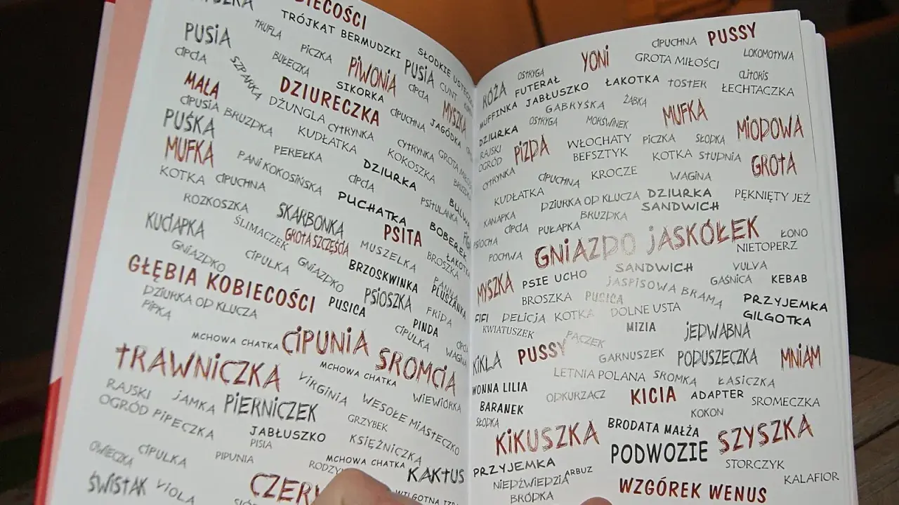 Wielka księga cipek: od "myszki" po "wzgórek wenus", zbiór zabawnych określeń kobiecych.