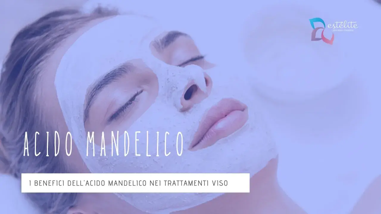 Donna con maschera viso all'acido mandelico. Scopri i benefici e i risultati per la tua pelle.