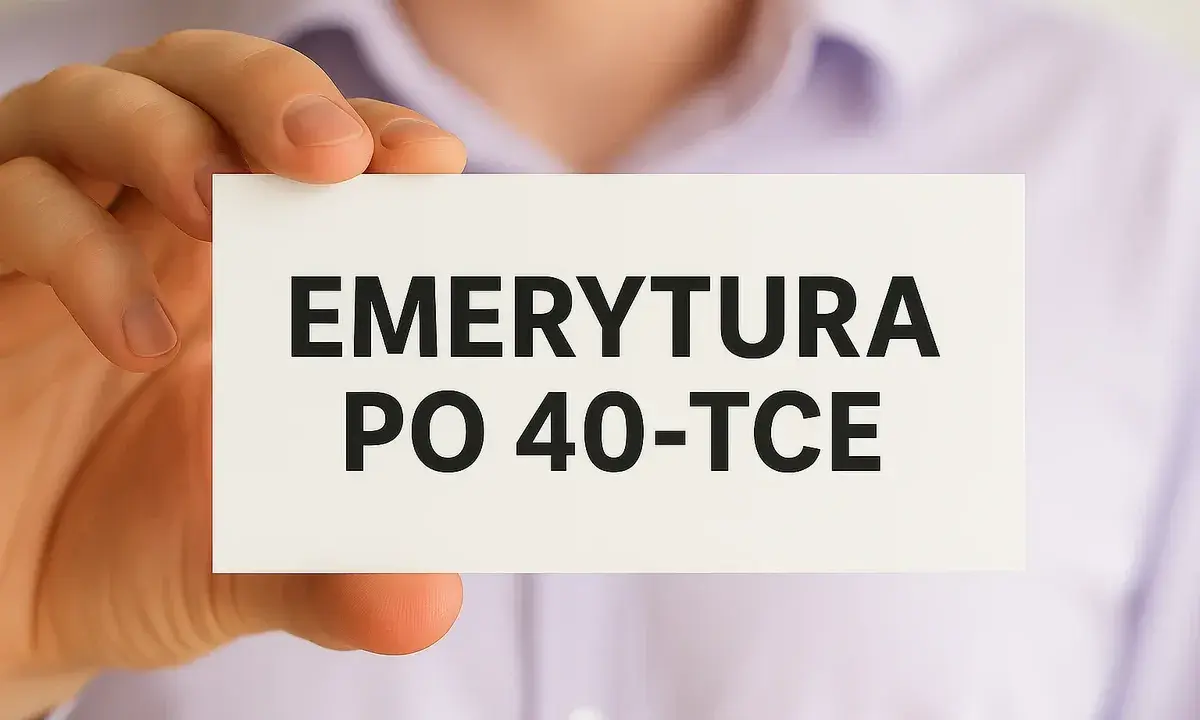 Karta z napisem "EMERYTURA PO 40-TCE". Zastanawiasz się, dla kogo wcześniejsza emerytura?