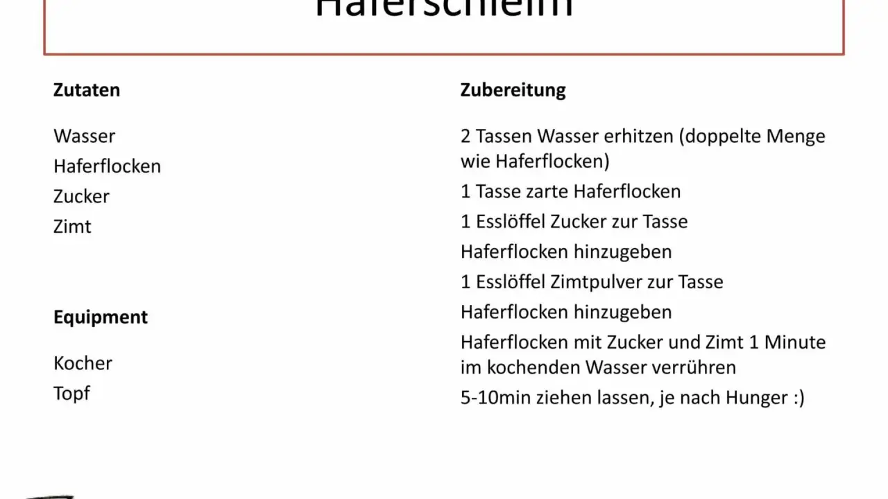 Rezept für Haferschleim: Zutaten und Zubereitungsschritte für einen einfachen und leckeren Haferbrei.