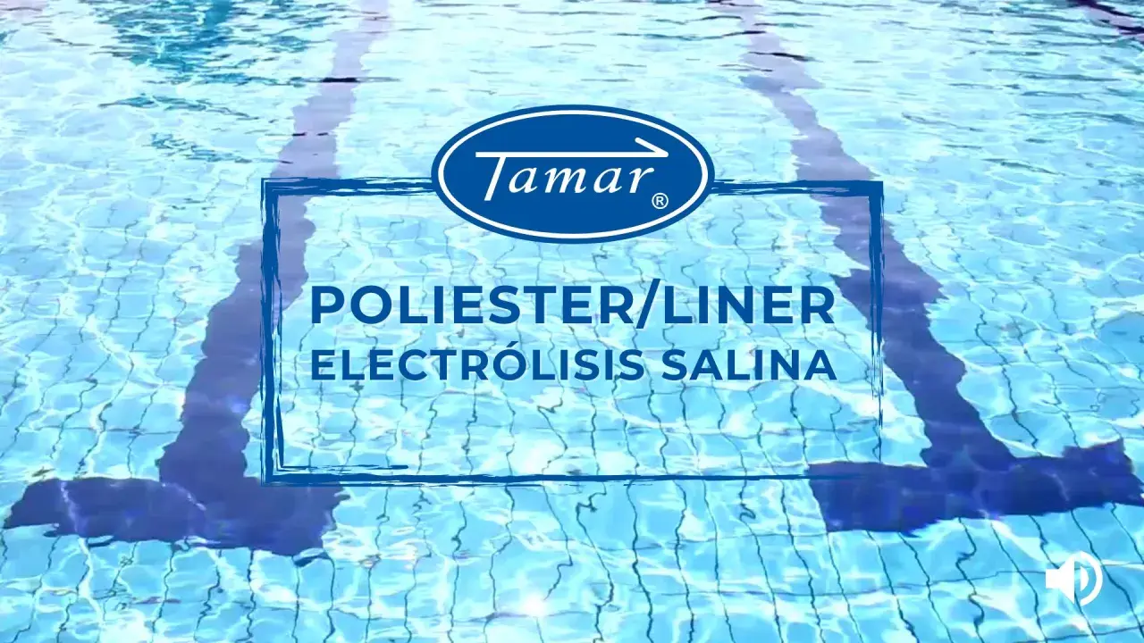 Liner de piscina de poliéster Tamar para electrólisis salina.