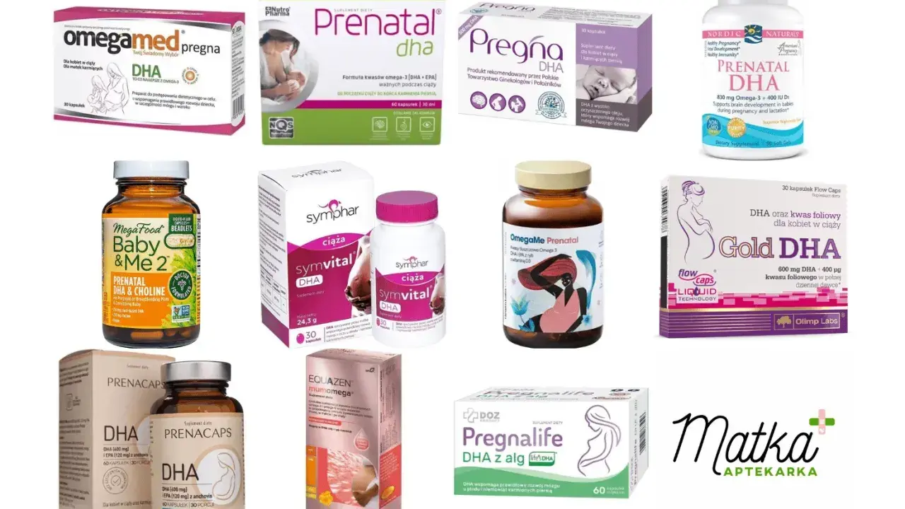 Suplementy z DHA dla kobiet w ciąży i karmiących: Pregna DHA, Gold DHA, Symvital DHA, Pregnalife DHA z alg.