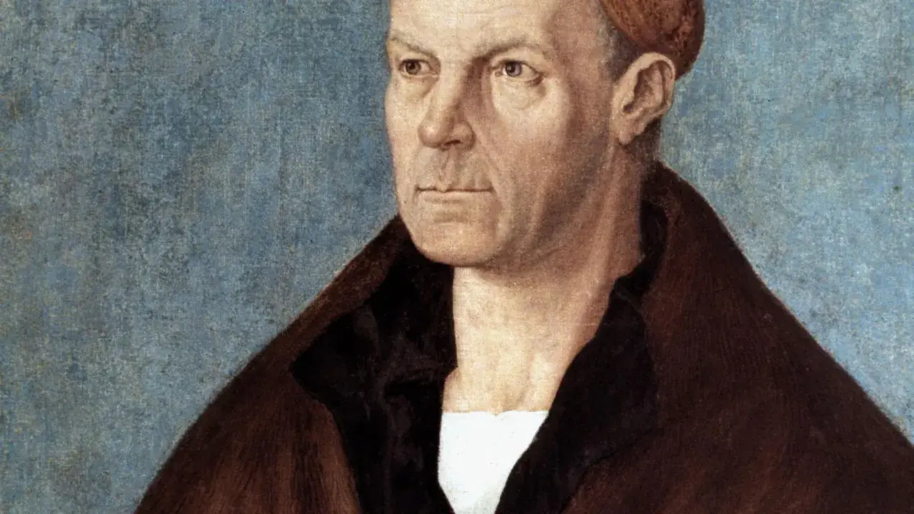 Porträt eines Mannes mit ernstem Blick, der an die reiche Fugger Familie erinnert.